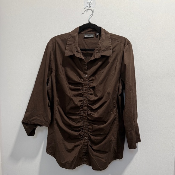 Earthy Brown Button Shirt from 7th Avenue - Picture 1 of 3